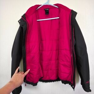 The North Face Black Jacket with Pink Accents Utility Coat 2 in 1